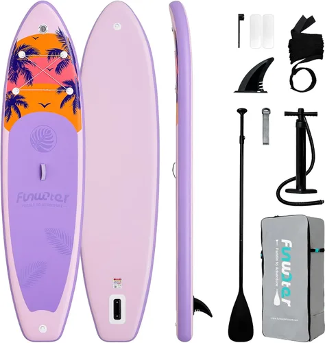 Vista 20 de FunWater Tabla de remo inflable de 11 pies y 10 pies 6 pulgadas con accesorios de tabla de remo de SUP de alta calidad, cubierta de EVA Grano