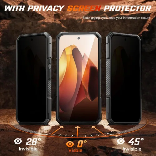Vista 2 de TONGATE Funda para Pixel 10 Pro XL con soporte magnético giratorio de 360°, compatible con MagSafe, protector de pantalla de privacidad, funda