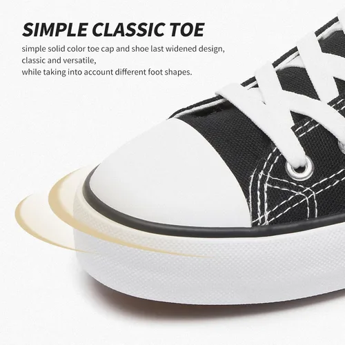 Vista 4 de Zapatillas de lona altas para hombre, zapatos de lona casuales con cordones para hombre, zapatos de lona de moda blanca y negra para caminar