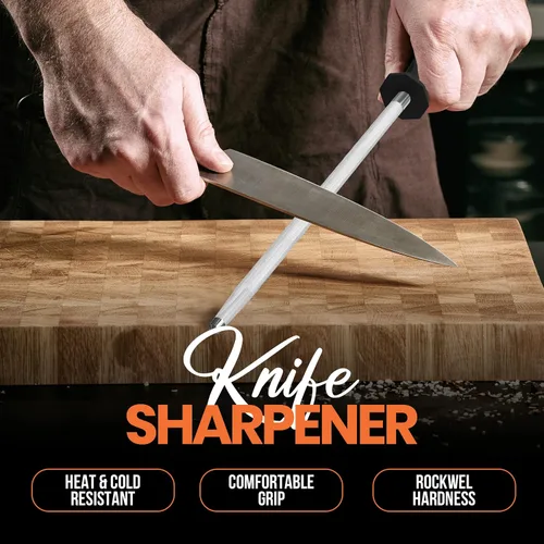Vista 4 de Utopia Kitchen Cuchillo de acero afilado de 10 pulgadas que afila varilla de afilado de acero - negro
