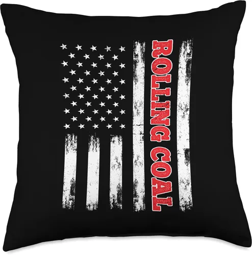 Vista 4 de Living The Trucker Life Apparel Boys Girls Kids Patriotic American Flag Diesel Power Rolling Coal - Almohada de 16 x 16 pulgadas, multicolor