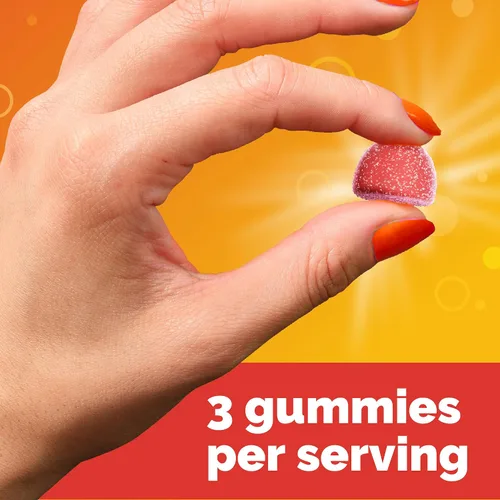 Vista 4 de Emergen-C Gomitas de vitamina C de 750 mg para adultos, gomitas de apoyo inmunológico, sin gluten, sabores de fresa, limón y arándanos, 45