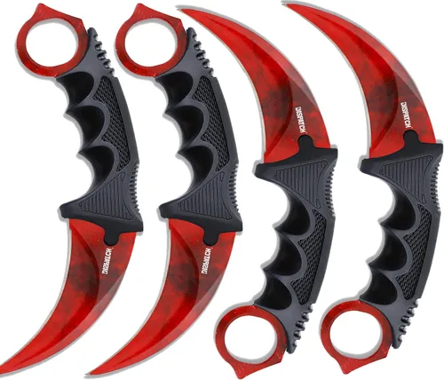 Vista 11 de Dispatch Karambit Cuchillo táctico de hoja fija para acampar, cuchillo de caza al aire libre con funda y cable, adecuado para senderismo, aventura