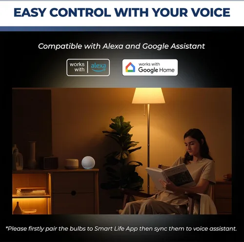 Vista 4 de Lightinginside Bombillas inteligentes equivalentes a 60 W, bombilla inteligente WiFi de 800 lúmenes, 9 W, compatible con Alexa/Google Assistant