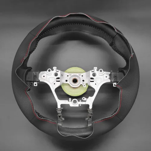 Vista 3 de Loncky - Fundas de volante personalizadas de fibra de carbono PU cosidas a mano para Toyota Fortuner 2015-2021/Toyota Hilux 2015-2021, accesorios
