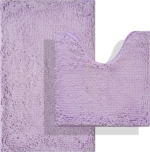 Vista 25 de Juegos de alfombras de baño de 2 piezas, alfombra de baño de felpilla extra suave ultra absorbente, alfombra de baño con base antideslizante de PVC