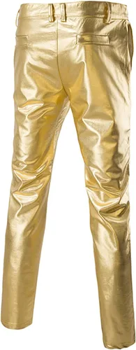 Vista 5 de Traje brillante de 2 piezas para hombre, para club nocturno, metálico, estilo moto, blazer de 2 botones, esmoquin, para fiesta, discoteca, conjunto