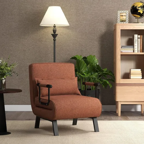Vista 2 de S AFSTAR Sofá cama convertible 4 en 1, sillón plegable con almohada y respaldo ajustable en 6 posiciones, tumbona acolchada completa para el hogar