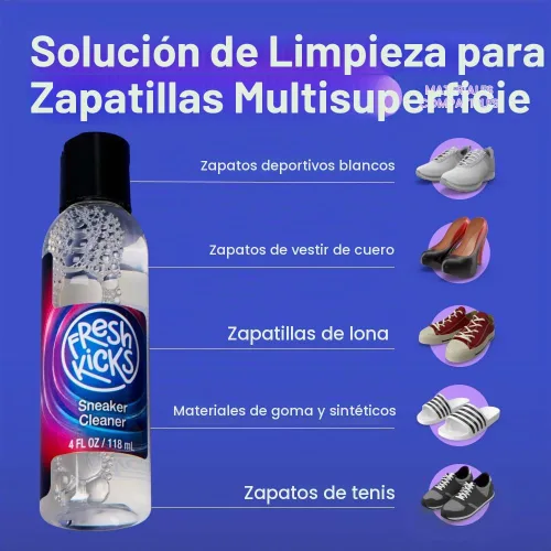 Vista 5 de FRESH KICKS Sneaker Cleaning Kit, Foaming Cleaner & Brush – Restores White Sneakers, Suede, Canvas, & Leather