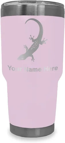 Vista 16 de LaserGram 20oz Vacuum Insulated Tumbler Mug, Gecko, Personalized Engraving Included (Black)