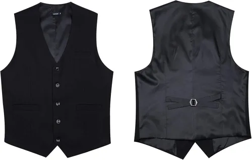 Vista 3 de HISDERN Chaleco de traje para hombre con 3 bolsillos para traje o esmoquin