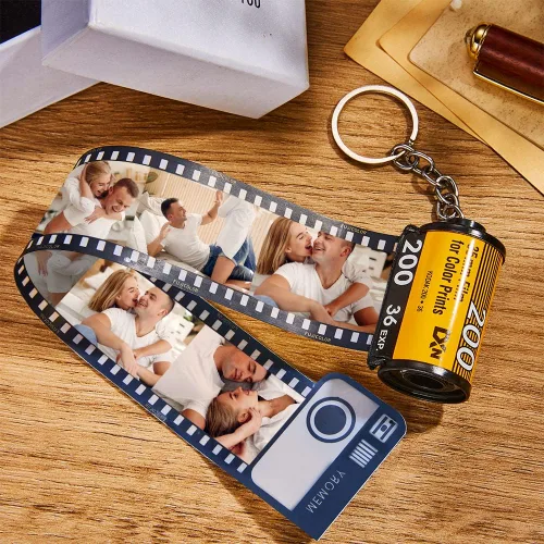 Vista 6 de Llavero de rollo de película, llavero personalizado con imagen, carrete de memoria de cámara, llavero de álbum de fotos, regalos de Navidad