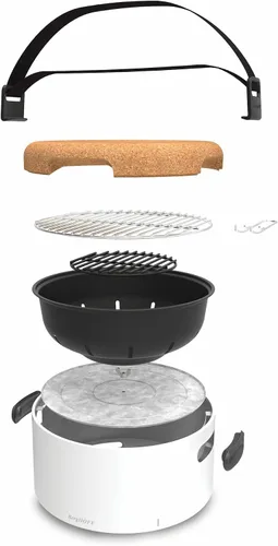 Vista 3 de BergHOFF LEO - Parrilla portátil para barbacoa de mesa con base resistente al calor, correa fácil de transportar y asas desmontables, elementos