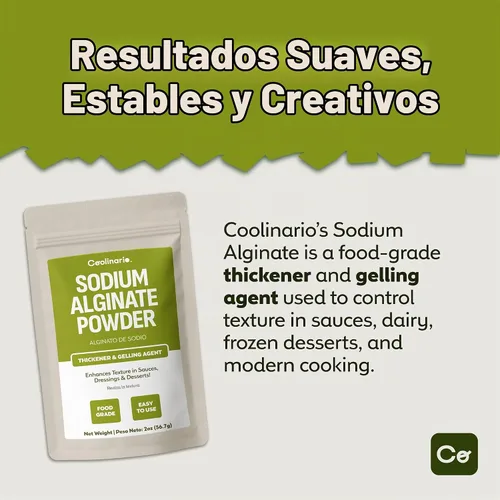 Vista 3 de Coolinario Polvo de alginato de sodio (4 onzas) espesante y gelificante