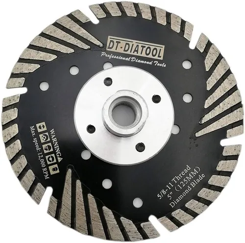 Vista 10 de DT-DIATOOL Hoja turbo de diamante de 4 pulgadas para cortar hormigón de mármol de granito con dientes de protección inclinados