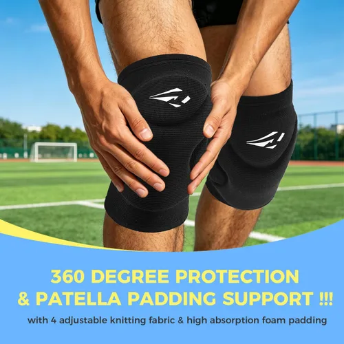 Vista 5 de Rawxy - Rodilleras de voleibol y baloncesto con amortiguación de alto impacto y acolchado de mayor cobertura, protector para baile y equitación
