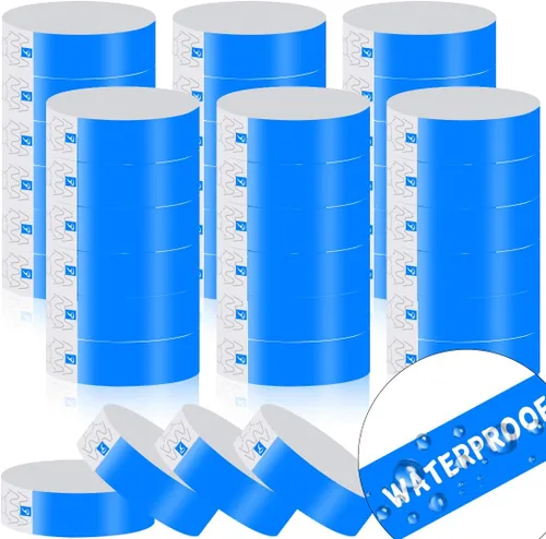 Vista 14 de 600 pulseras de papel para eventos, bandas de muñeca resistentes al desgarro, bandas impermeables de neón, desechables, pulseras adhesivas