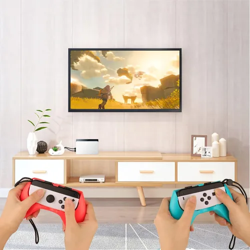 Vista 9 de Paquete de accesorios Switch para fiesta para Nintendo Switch modelo OLED 2021 kit con funda de transporte base de carga Joy Con y agarres
