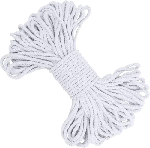 Vista 37 de Cuerda de macramé de 0.197 in x 22 yardas, cuerda gruesa de hilo de algodón natural, cuerda de colores para colgar plantas de macramé, para colgar