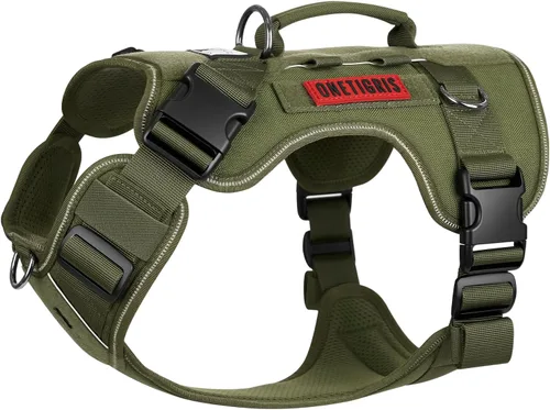 Vista 10 de OneTigris Arnés táctico sin tirones para perros pequeños, chaleco reflectante K9 de fácil control con paneles de gancho y bucle, arnés ajustable