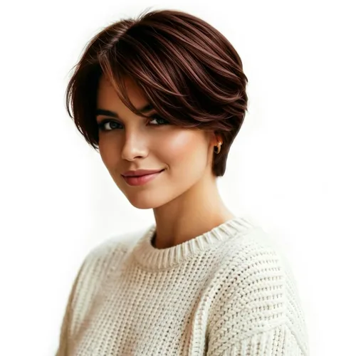 Vista 25 de Peluca de cabello humano con corte Pixie para mujeres negras, 100% cabello humano real, peluca corta y recta sin pegamento con flequillo, hecha a