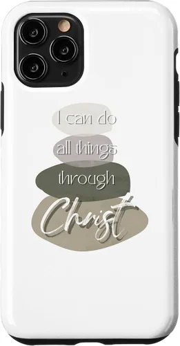 Vista 10 de Funda para iPhone 15 Christian I Can Do All Things Through Christ with Cairn