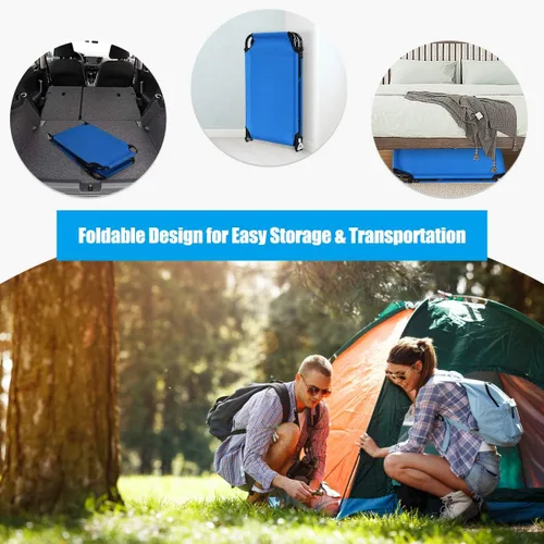 Vista 3 de Giantex Catre plegable de camping para adultos, cama portátil con tela Oxford 600D, marco resistente, capacidad de 350 libras, uso en 1 paso, silla