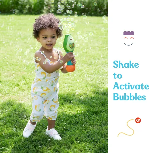 Vista 5 de Little Kids Fisher-Price - Maraca de juguete para niños pequeños Shake and Go Bubble 2 en 1 sin derrames, varita de burbujas y juguete musical