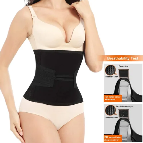 Vista 7 de Banda posparto para el vientre, sección C, faja abdominal poscirugía, faja posparto esencial para abdominoplastia, entrenador de cintura negro