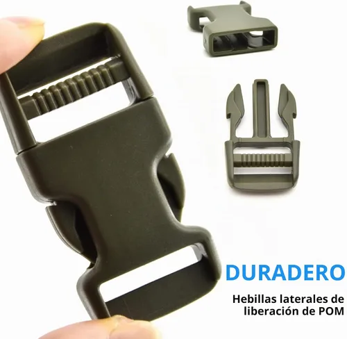 Vista 2 de Juego de correas de hebillas de 1 pulgada con correas de nailon de 10 yardas, 10 hebillas de plástico de liberación lateral rápida, 20 clips Verde
