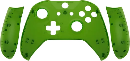 Vista 9 de eXtremeRate Transparent Clear Green Faceplate Side Rails for Xbox One Wireless Controller Model 1708, Replacement Front Housing Shell Panels for