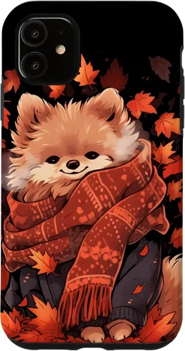Vista 8 de Pomeranian Pom Autumn Fall Leaves Dog Thanksgiving Case for iPhone 17