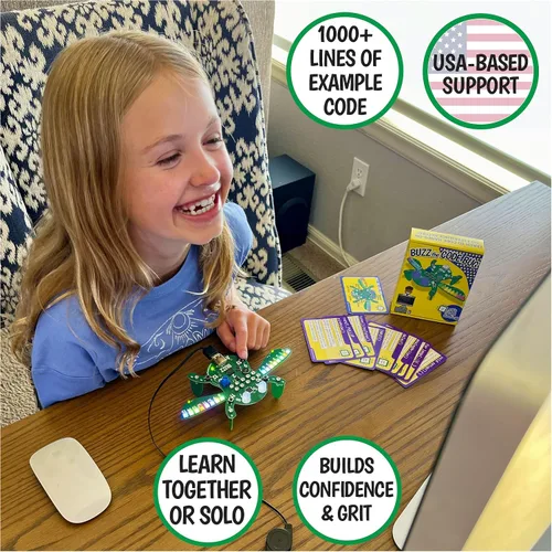 Vista 2 de Buzz The Code Bug - Juguete de codificación y STEM para niños de 8 a 12 años de Let's Start Coding - Diseñado en los Estados Unidos - Gran regalo
