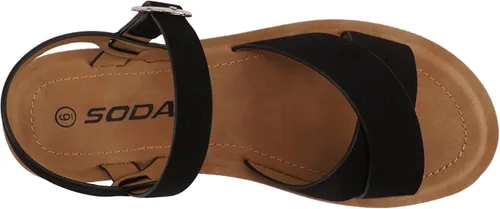 Vista 5 de Soda CHESTER Sandalias planas para mujer con hebilla de tobillo y correas cruzadas