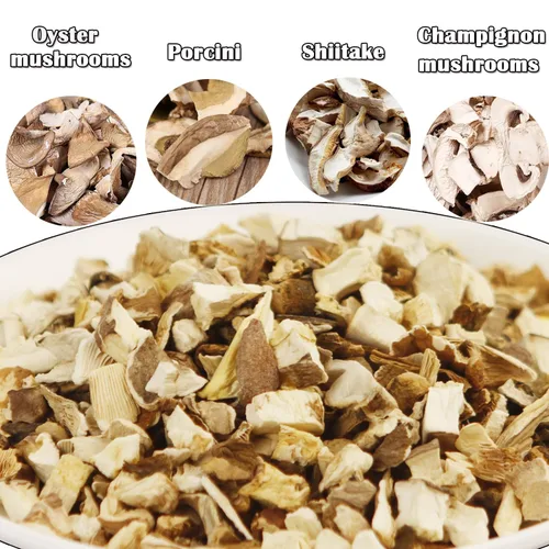 Vista 4 de VIGOROUS MOUNTAINS Granos de Champiñones Asados Variados para Cocinar Incluyendo Porcini Shiitakes Champiñones Ostras Champiñones Culinarios 108g