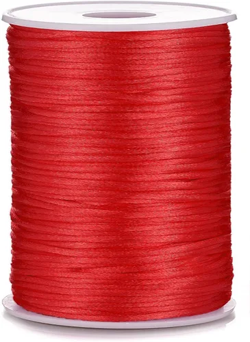 Vista 6 de Cable de nailon satinado de 0.079 in x 100 yardas, cola de ratón, nudo chino, cable Kumihimo (negro)