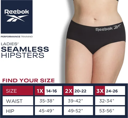 Vista 7 de Reebok Ropa interior para mujer, paquete de 5 calzoncillos hipster sin costuras (S-XL)