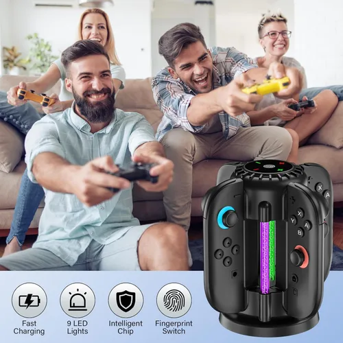 Vista 9 de Switch-2-Joycon-Charger - Base de carga para Nintendo Switch 2 JoyCon 2025, luz LED magnética y de burbujas, estación de carga rápida para Nintendo