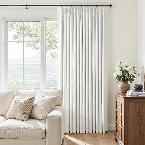 Vista 23 de Topfinel - Cortinas opacas plisadas de 96 pulgadas para dormitorio, 2 paneles Natural