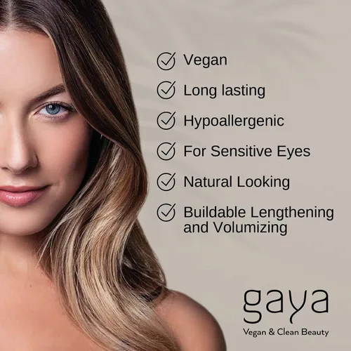 Vista 3 de Máscara negra vegana para ojos sensibles, máscara hipoalergénica natural, alargamiento y volumen para un aspecto natural, libre de crueldad, probado