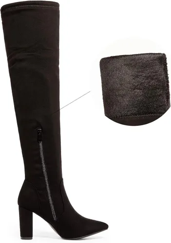 Vista 2 de Dream Pairs - Botas altas sobre la rodilla a la moda, ajustadas y con tacón grueso para mujer