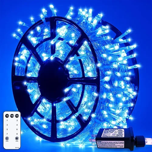 Vista 30 de JMEXSUSS - Tira de 100 luces led para interiores, 8 modos, enchufables, parpadeantes, 33 pies, luces navideñas para exteriores, a prueba de agua