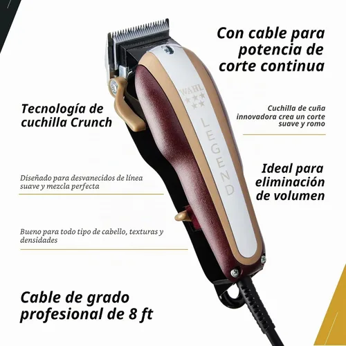 Vista 3 de Wahl Professional 5 Star Series Legend Clipper #8147 - Cortadora de desvanecimiento de amplio rango con tecnología de hoja crujiente, incluye 8