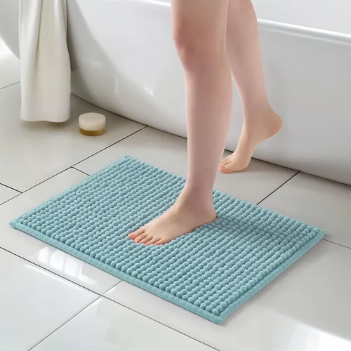 Vista 10 de FRESHMINT Alfombra de baño de felpilla gruesa y grumosa, 17"x24", alfombrilla de baño antideslizante, accesorio decorativo suave, linda alfombrilla