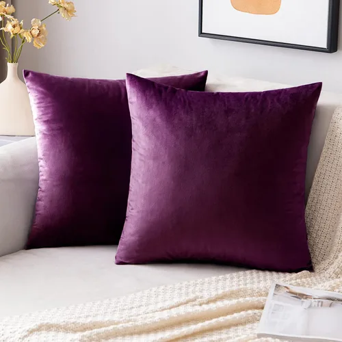 Vista 31 de EMEMA - Paquete de 2 fundas de almohada de terciopelo decorativas, fundas de cojín cuadradas suaves y sólidas para sofá, dormitorio, silla, Verde
