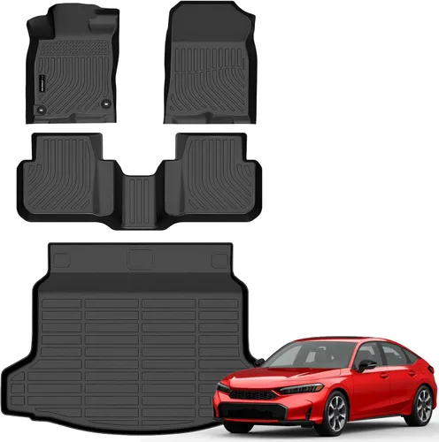 Vista 35 de Auxko Alfombrillas para todo tipo de clima, tapete de carga con respaldo para Honda Pilot 8 pasajeros 2016-2022, forros de elastómero termoplástico