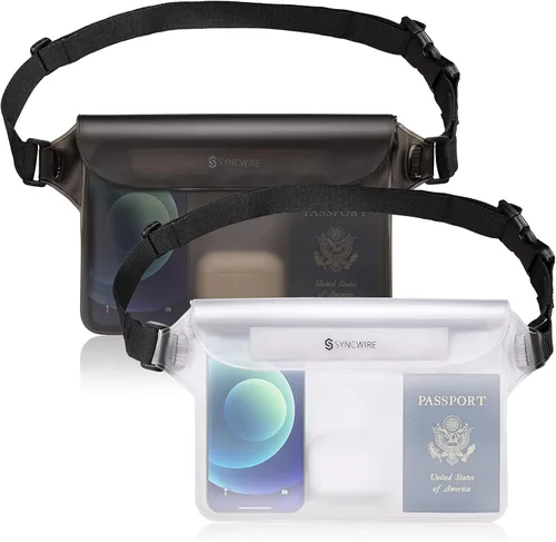 Vista 7 de SYNCWIRE Bolsa impermeable con correa ajustable para la cintura (paquete de 2) – IP68 impermeable para la cintura bolsa seca táctil con cinturón