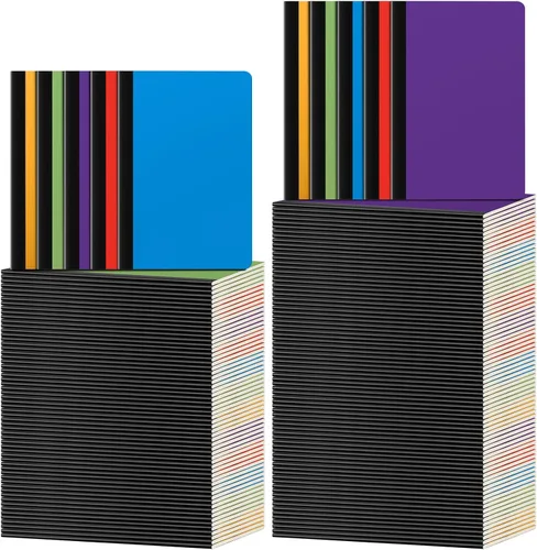 Vista 18 de Handepo 100 paquete de cuadernos de composición A5/A6 con líneas rayadas, cuadernos de composición de cartón Kraft a granel con cubierta suave