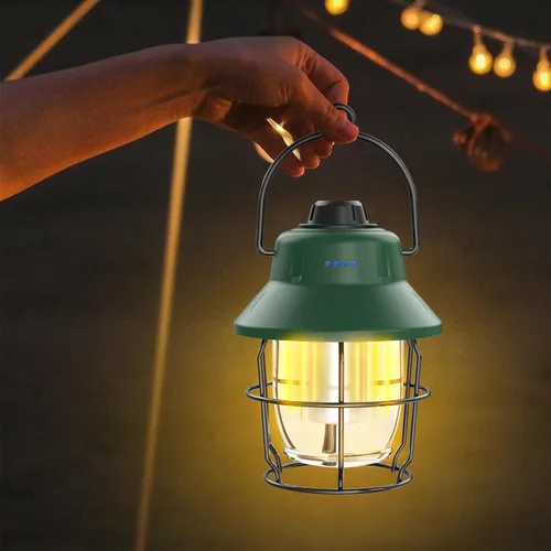 Vista 7 de Linterna LED recargable para campamento, mini linterna impermeable retro portátil, 1000 lm, 3 modos de luz (2700-6500 K) brillo de atenuación