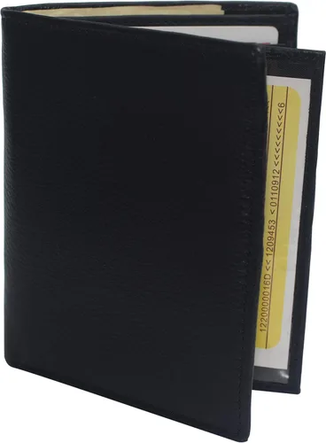 Vista 6 de Marshal Cartera plegable de cuero genuino con bloqueo RFID para hombres, ranuras para tarjetas, 2 compartimentos para billetes, ventanas